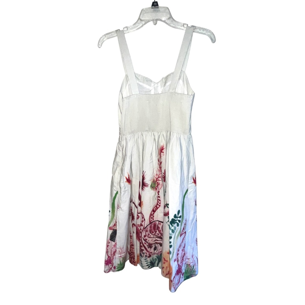 Nathalie Lete Paris Anthropologie Octopus Sea Life Print Dress White Size 4 - Picture 3 of 13